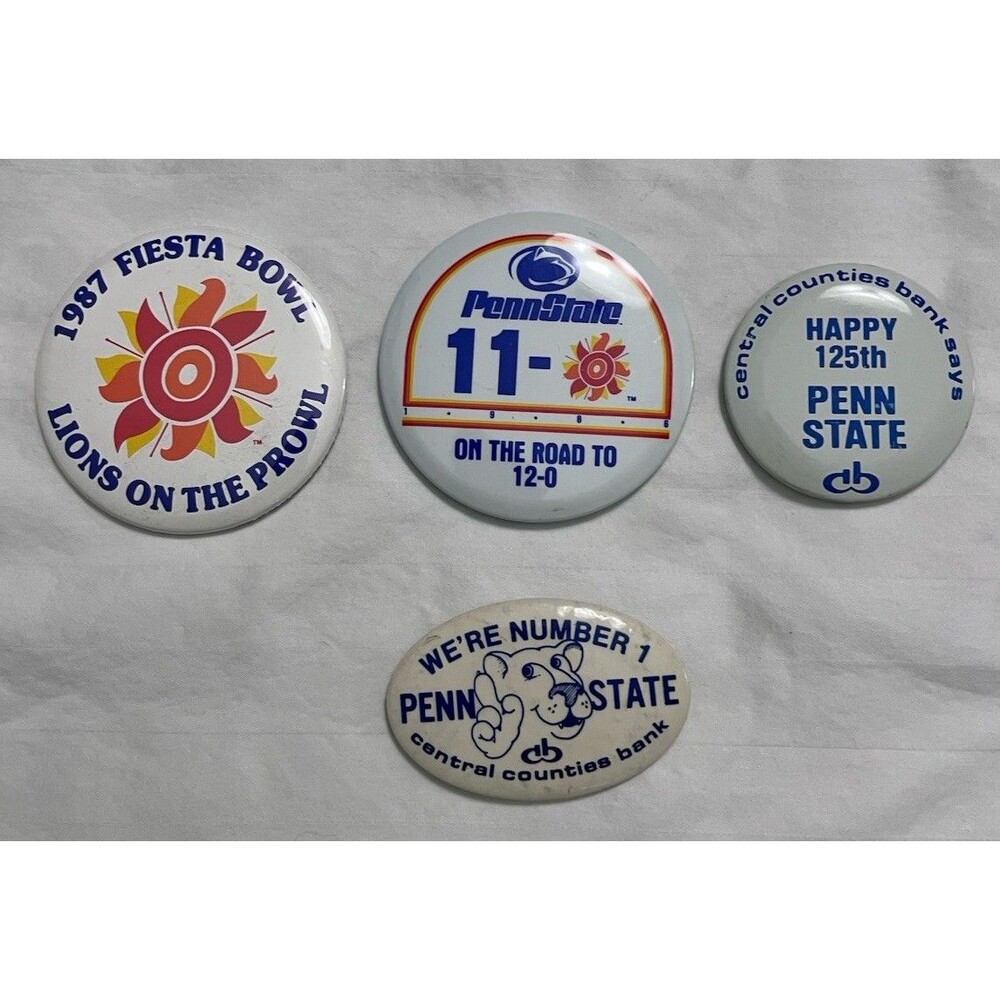 Vintage Penn State Football Pinback Button Lot 1987 Fiesta Bowl 1986 Undefeated